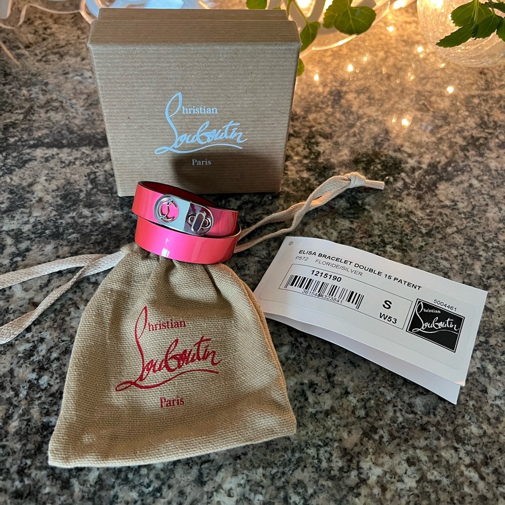 Christian Louboutin Elisa Patent Double-Wrap, Turn Lock Bracelet